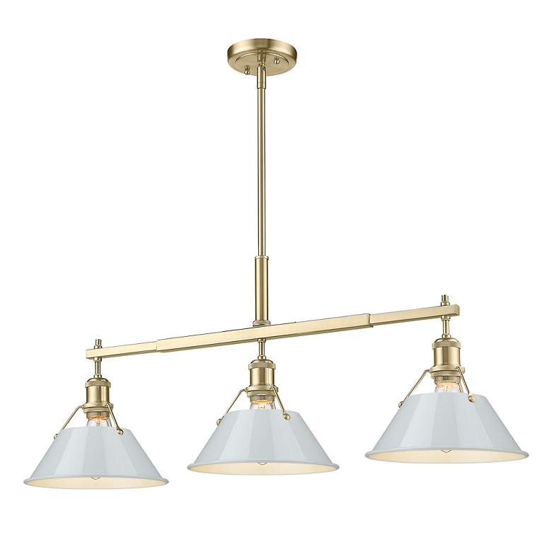 Image 3 Orwell 3-Light Linear Pendant in Champagne Bronze with Dusky Blue more views