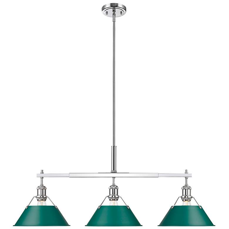 Image 1 Orwell 3-Light Linear Pendant in Chrome with Pine Green