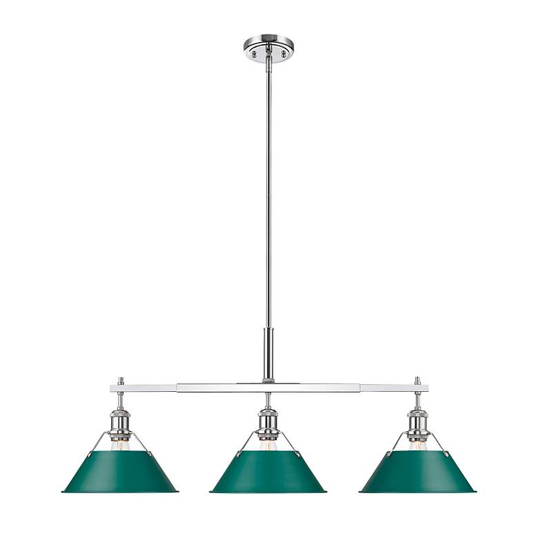 Image 3 Orwell 3-Light Linear Pendant in Chrome with Pine Green more views