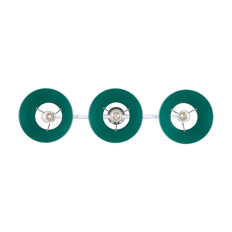 Image 4 Orwell 3-Light Linear Pendant in Chrome with Pine Green more views