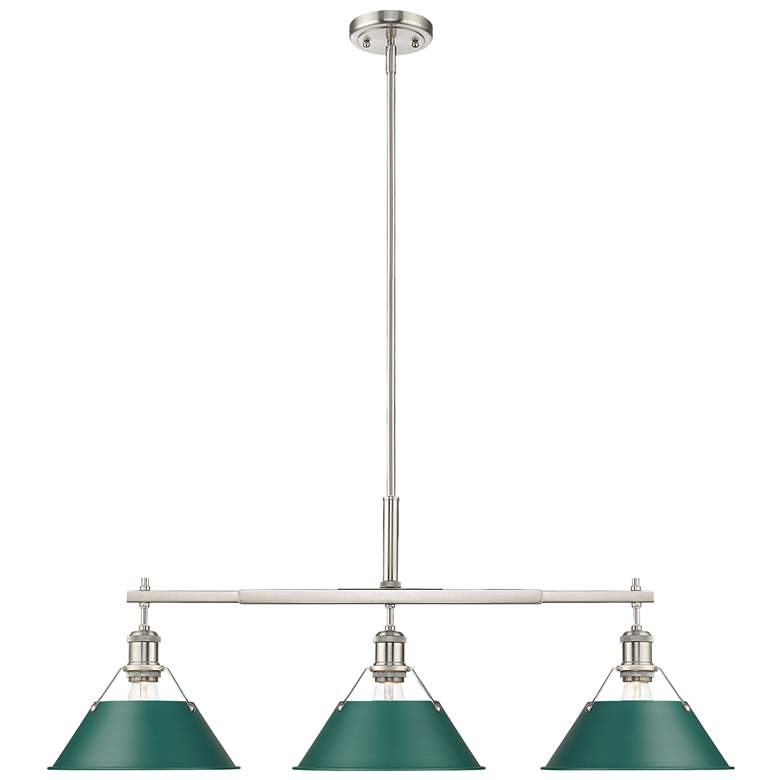 Image 1 Orwell 3-Light Linear Pendant in Pewter with Pine Green