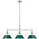 Orwell 3-Light Linear Pendant in Pewter with Pine Green