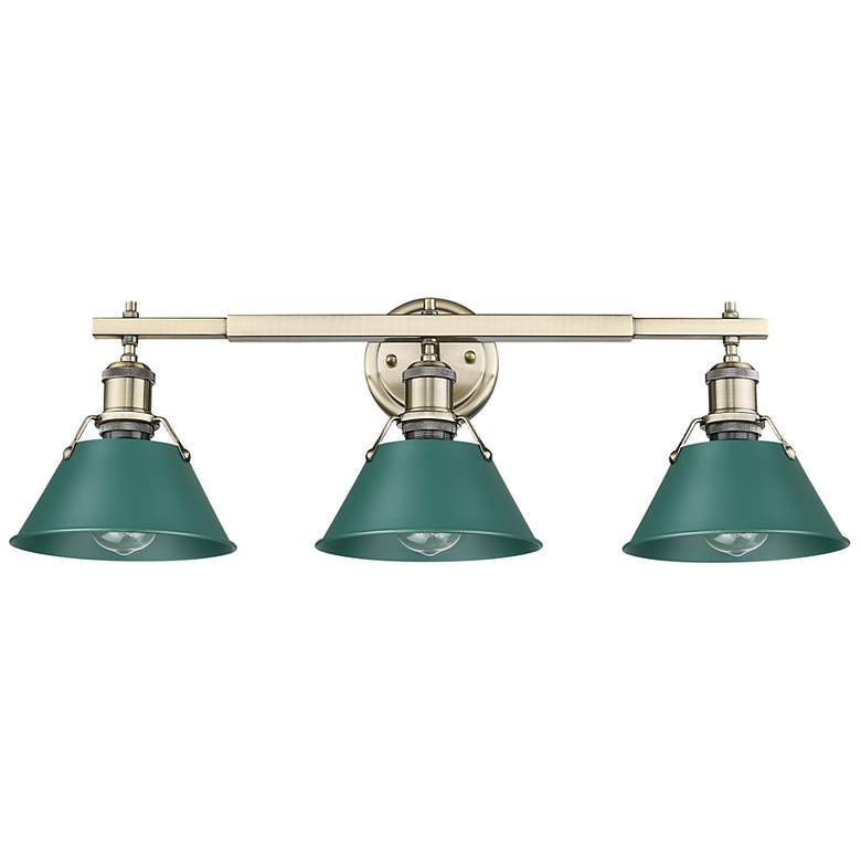 Image 2 Orwell 3-Light Vanity Light in Aged Brass with Pine Green more views