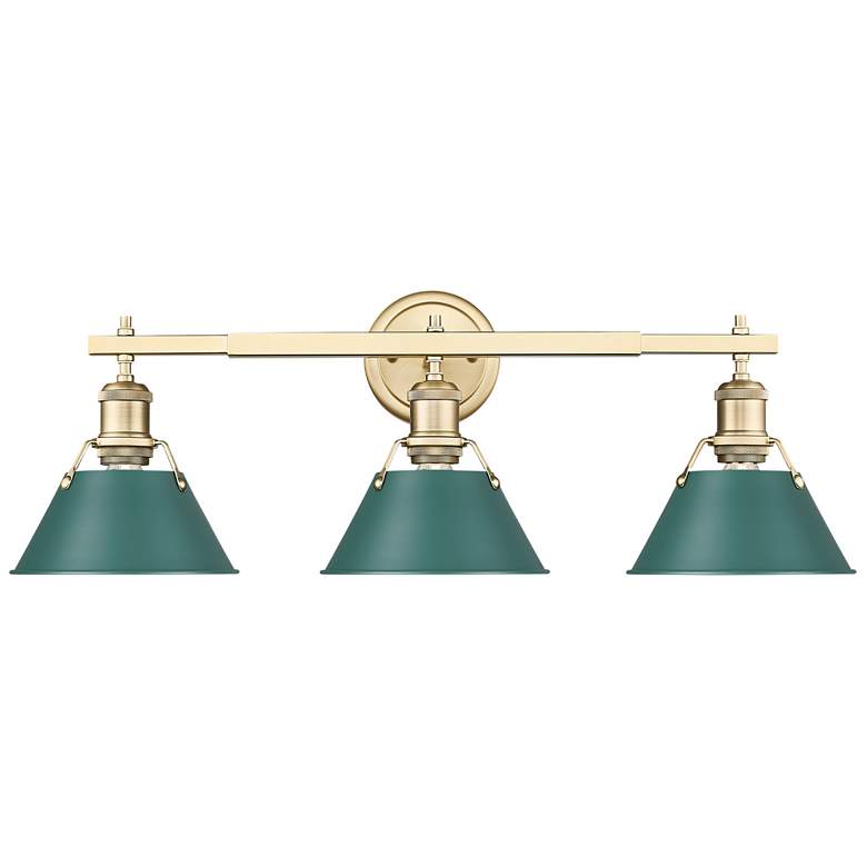 Image 1 Orwell 3-Light Vanity Light in Brushed Champagne Bronze with Pine Green