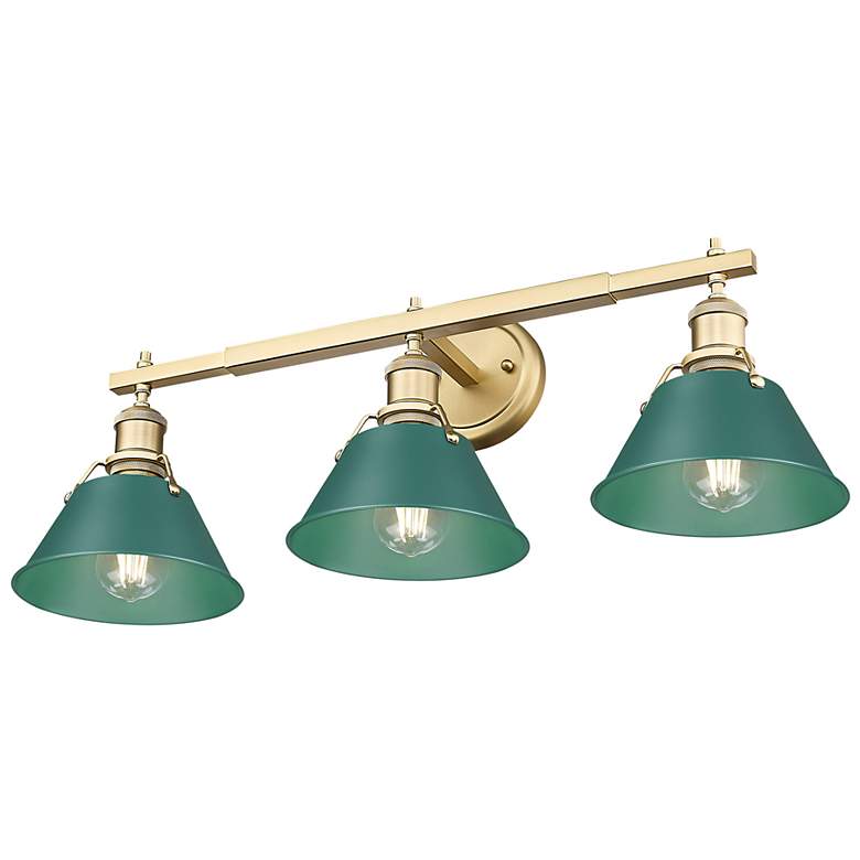 Image 2 Orwell 3-Light Vanity Light in Brushed Champagne Bronze with Pine Green more views