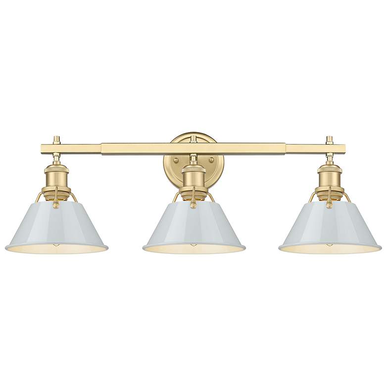 Image 1 Orwell 3-Light Vanity Light in Champagne Bronze with Dusky Blue