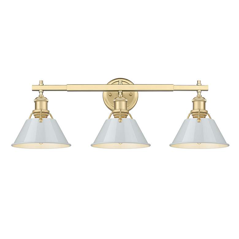 Image 2 Orwell 3-Light Vanity Light in Champagne Bronze with Dusky Blue more views