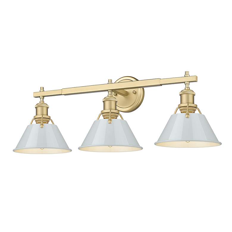 Image 3 Orwell 3-Light Vanity Light in Champagne Bronze with Dusky Blue more views
