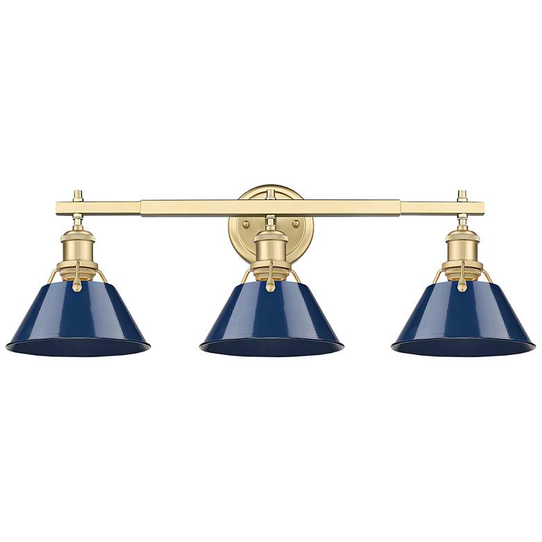 Image 1 Orwell 3-Light Vanity Light in Champagne Bronze with Matte Navy