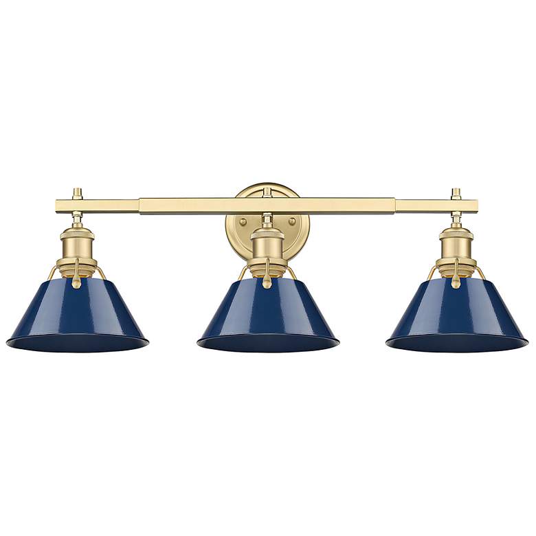 Image 3 Orwell 3-Light Vanity Light in Champagne Bronze with Matte Navy more views