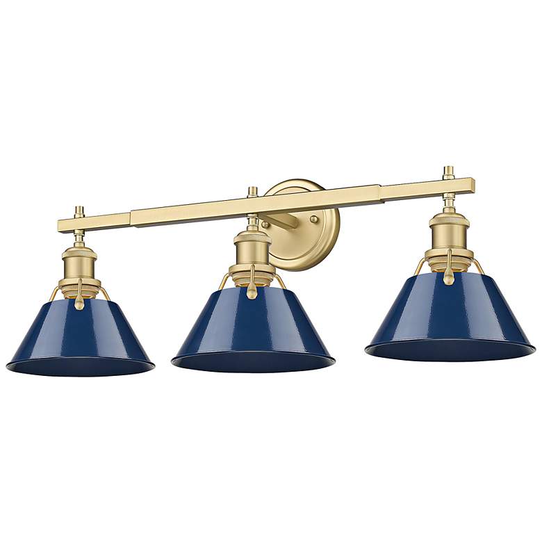 Image 4 Orwell 3-Light Vanity Light in Champagne Bronze with Matte Navy more views