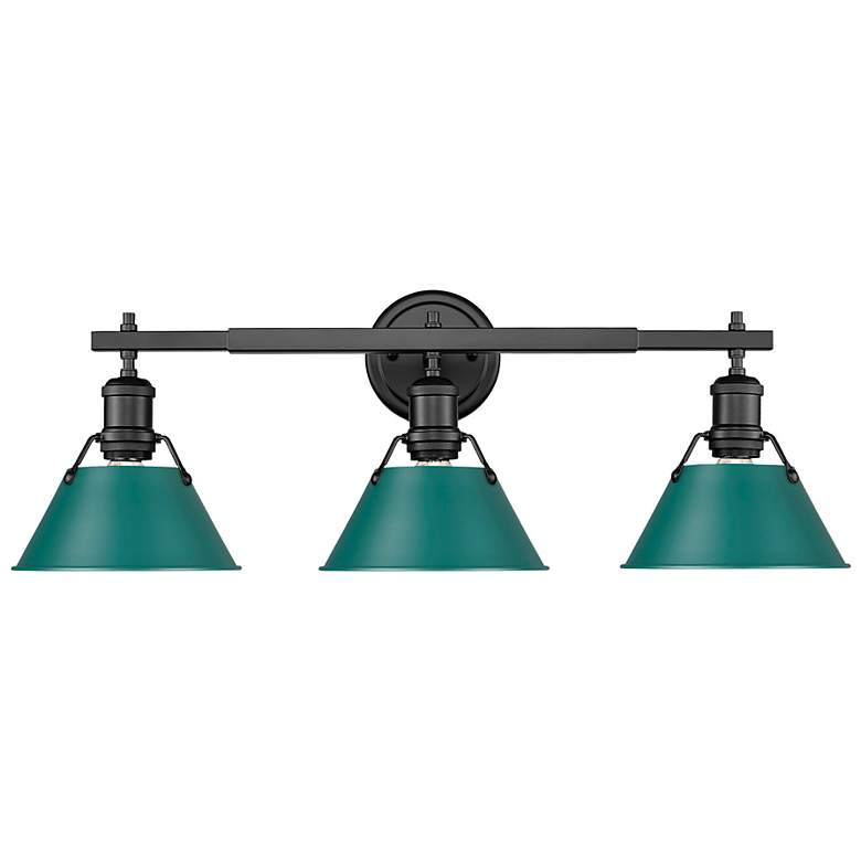 Image 1 Orwell 3-Light Vanity Light in Matte Black with Pine Green