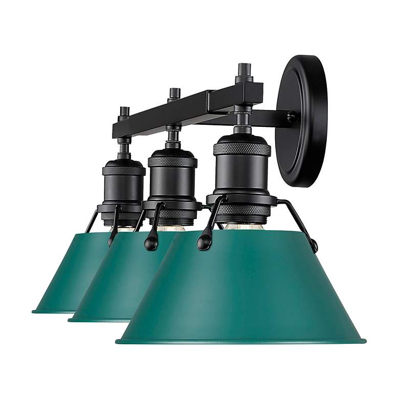 Image 2 Orwell 3-Light Vanity Light in Matte Black with Pine Green more views