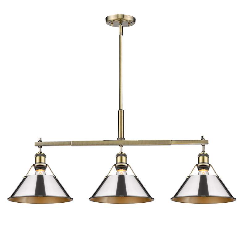 Image 2 Orwell 35 3/4" Wide 3-Light Linear Pendant in Aged Brass with Chrome more views