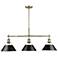 Orwell 35 3/4" Wide 3-Light Linear Pendant in Aged Brass with Matte Bl