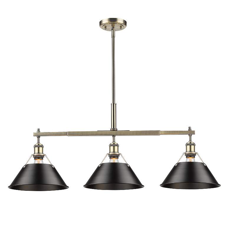 Image 2 Orwell 35 3/4" Wide 3-Light Linear Pendant in Aged Brass with Matte Bl more views
