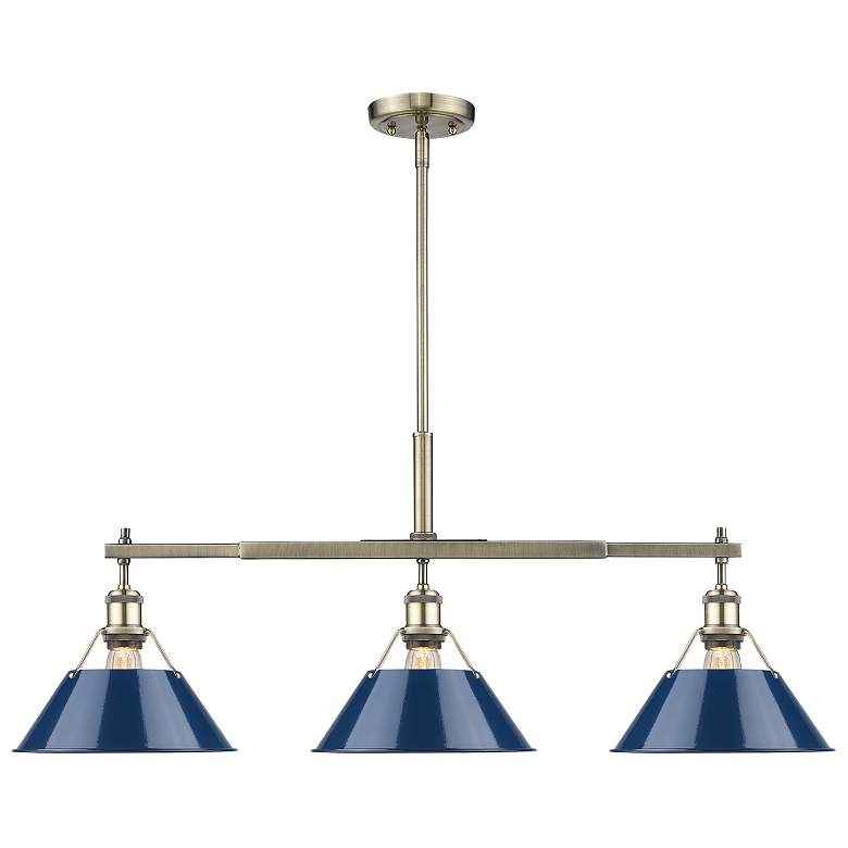 Image 1 Orwell 35 3/4" Wide 3-Light Linear Pendant in Aged Brass with Matte Na