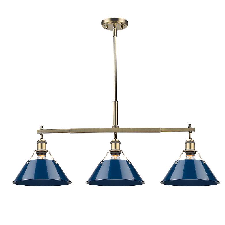 Image 2 Orwell 35 3/4" Wide 3-Light Linear Pendant in Aged Brass with Matte Na more views
