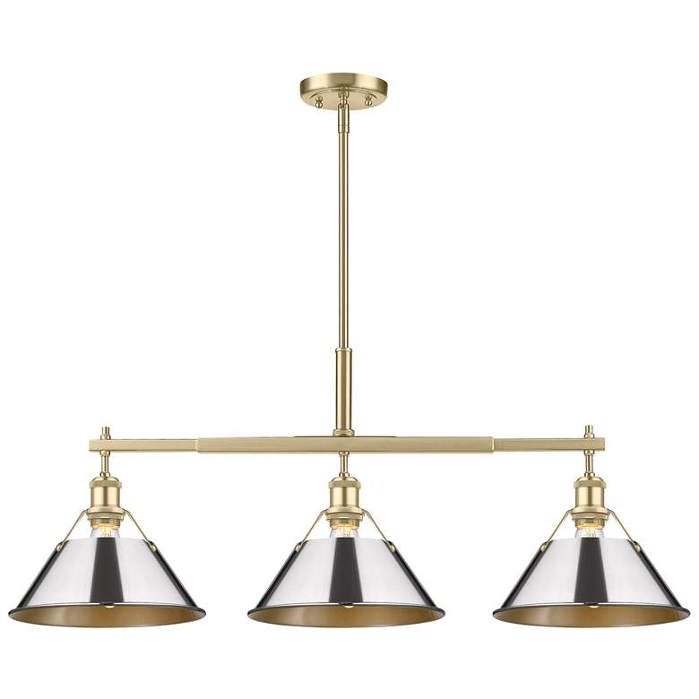 Image 1 Orwell 35 3/4" Wide 3-Light Linear Pendant in Champagne Bronze with Ch