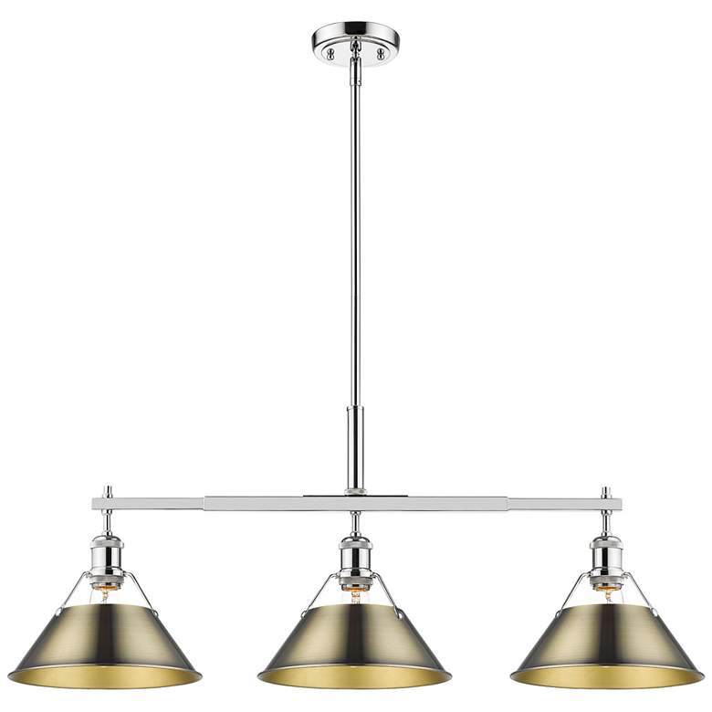 Image 1 Orwell 35 3/4" Wide 3-Light Linear Pendant in Chrome with Aged Brass