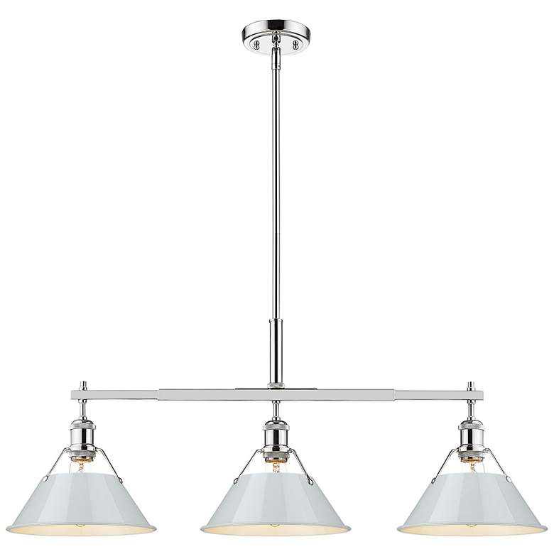 Image 1 Orwell 35 3/4" Wide 3-Light Linear Pendant in Chrome with Dusky Blue