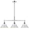 Orwell 35 3/4" Wide 3-Light Linear Pendant in Chrome with Dusky Blue