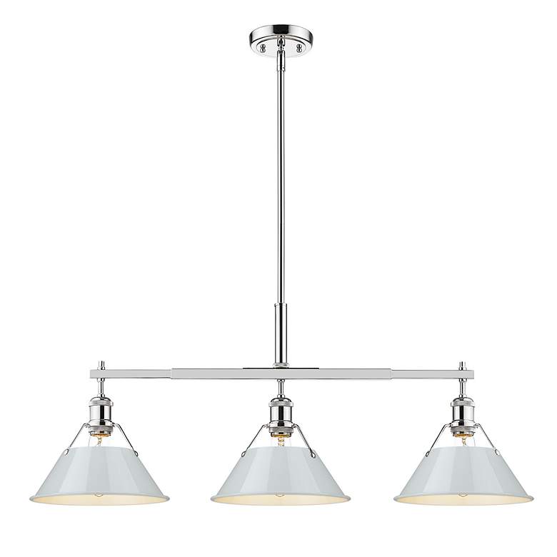 Image 2 Orwell 35 3/4" Wide 3-Light Linear Pendant in Chrome with Dusky Blue more views