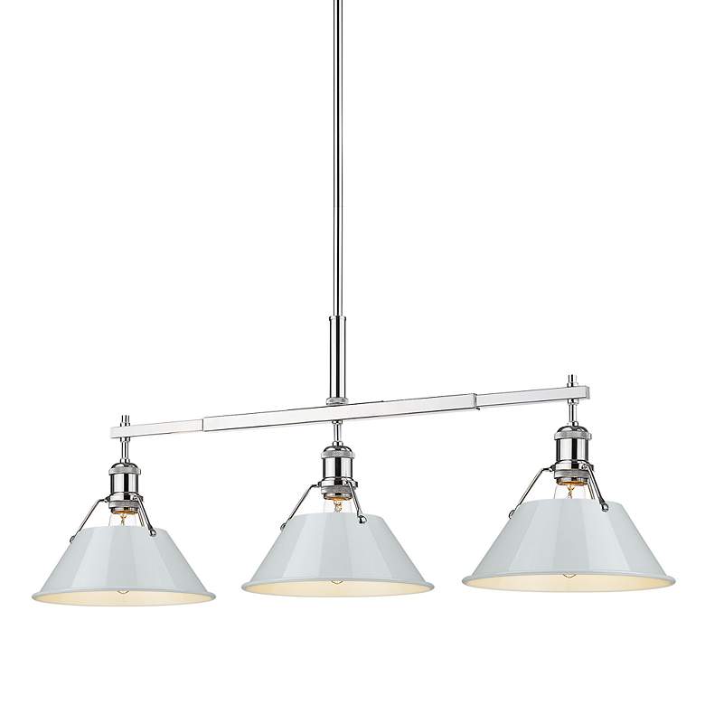 Image 3 Orwell 35 3/4" Wide 3-Light Linear Pendant in Chrome with Dusky Blue more views