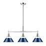 1_Orwell 35 3/4" Wide 3-Light Linear Pendant in Chrome with Matte Navy