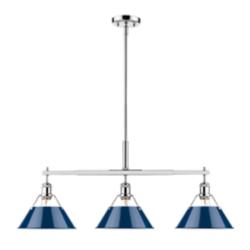 Orwell 35 3/4" Wide 3-Light Linear Pendant in Chrome with Matte Navy