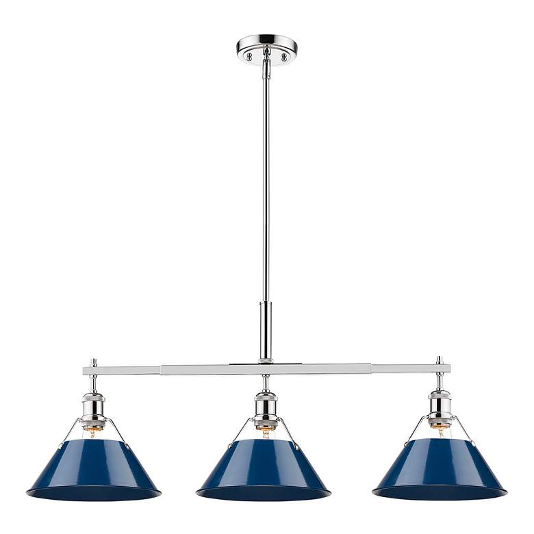 Image 2 Orwell 35 3/4" Wide 3-Light Linear Pendant in Chrome with Matte Navy more views