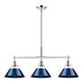 2_Orwell 35 3/4" Wide 3-Light Linear Pendant in Chrome with Matte Navy more views