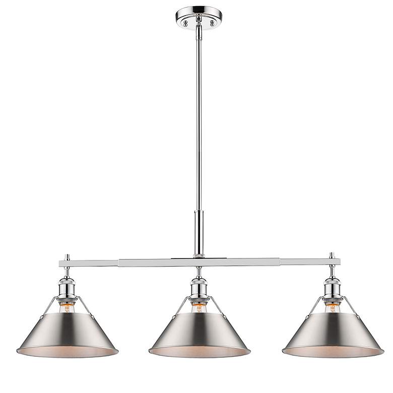 Image 2 Orwell 35 3/4" Wide 3-Light Linear Pendant in Chrome with Pewter more views