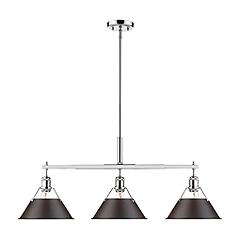 Image Orwell 35 3/4" Wide 3-Light Linear Pendant in Chrome with Rubbed Bronz