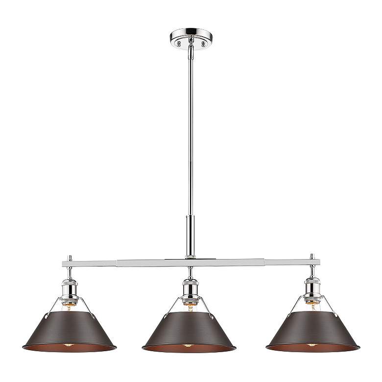 Image 2 Orwell 35 3/4" Wide 3-Light Linear Pendant in Chrome with Rubbed Bronz more views