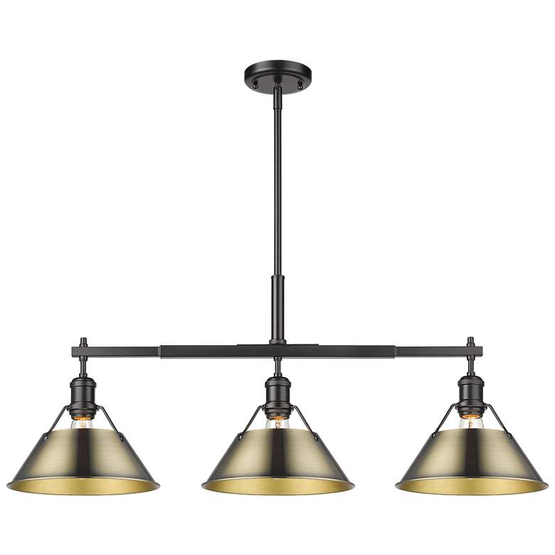 Image 1 Orwell 35 3/4" Wide 3-Light Linear Pendant in Matte Black with Aged Br
