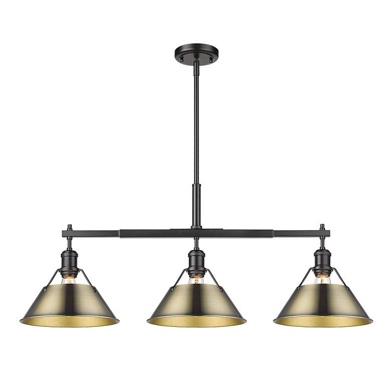 Image 2 Orwell 35 3/4" Wide 3-Light Linear Pendant in Matte Black with Aged Br more views