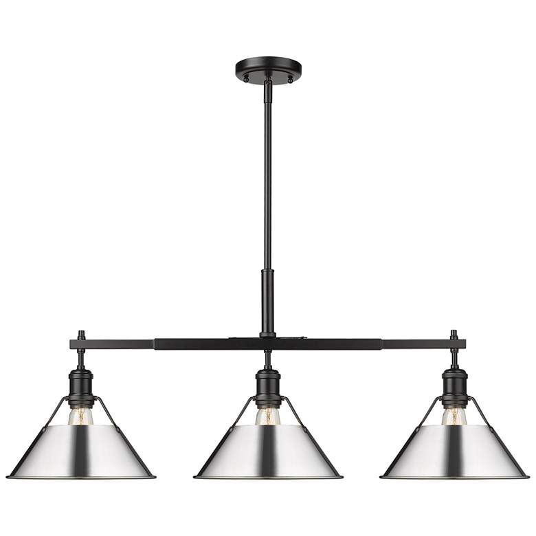 Image 1 Orwell 35 3/4" Wide 3-Light Linear Pendant in Matte Black with Chrome