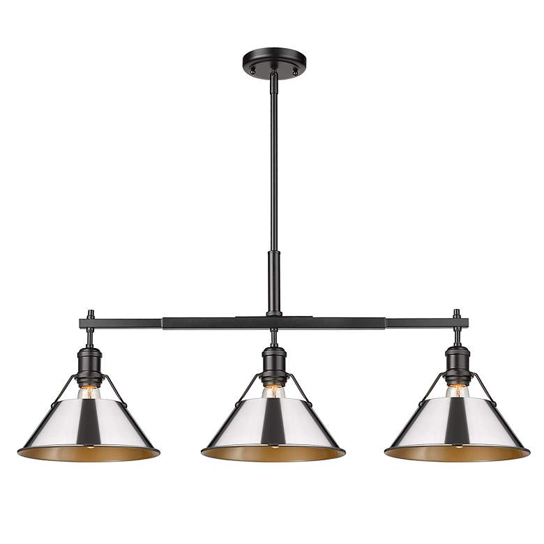 Image 2 Orwell 35 3/4" Wide 3-Light Linear Pendant in Matte Black with Chrome more views