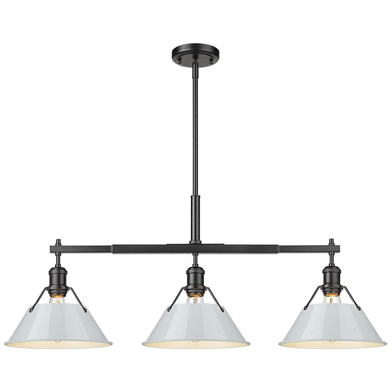 Image 1 Orwell 35 3/4" Wide 3-Light Linear Pendant in Matte Black with Dusky B