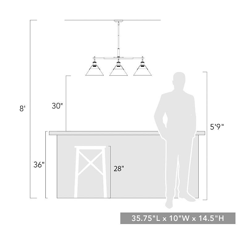 Image 4 Orwell 35 3/4" Wide 3-Light Linear Pendant in Matte Black with Dusky B more views
