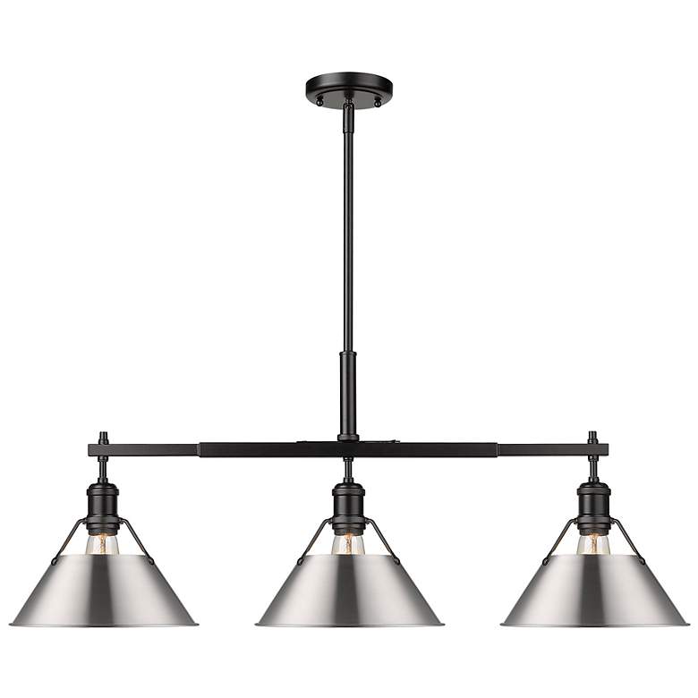 Image 1 Orwell 35 3/4" Wide 3-Light Linear Pendant in Matte Black with Pewter