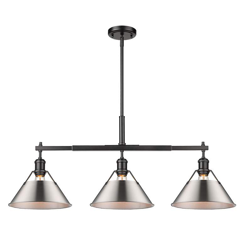 Image 2 Orwell 35 3/4" Wide 3-Light Linear Pendant in Matte Black with Pewter more views