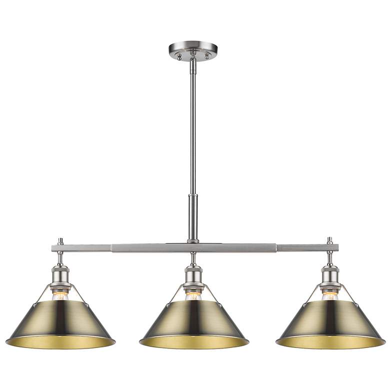 Image 1 Orwell 35 3/4" Wide 3-Light Linear Pendant in Pewter with Aged Brass