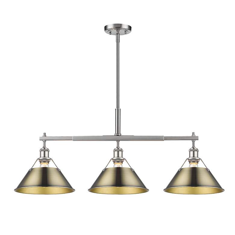 Image 2 Orwell 35 3/4" Wide 3-Light Linear Pendant in Pewter with Aged Brass more views