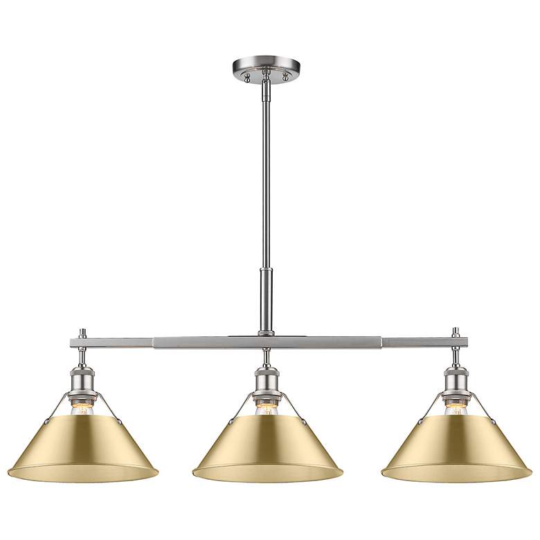 Image 1 Orwell 35 3/4" Wide 3-Light Linear Pendant in Pewter with Champagne Br