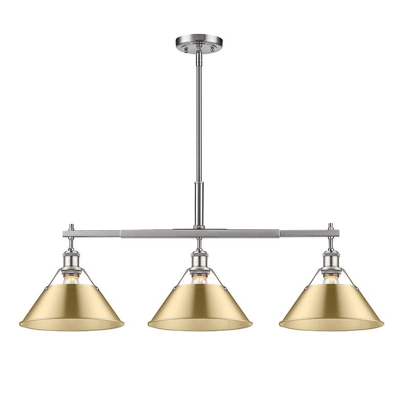 Image 2 Orwell 35 3/4" Wide 3-Light Linear Pendant in Pewter with Champagne Br more views