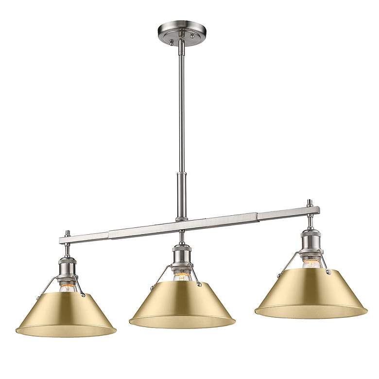 Image 3 Orwell 35 3/4" Wide 3-Light Linear Pendant in Pewter with Champagne Br more views