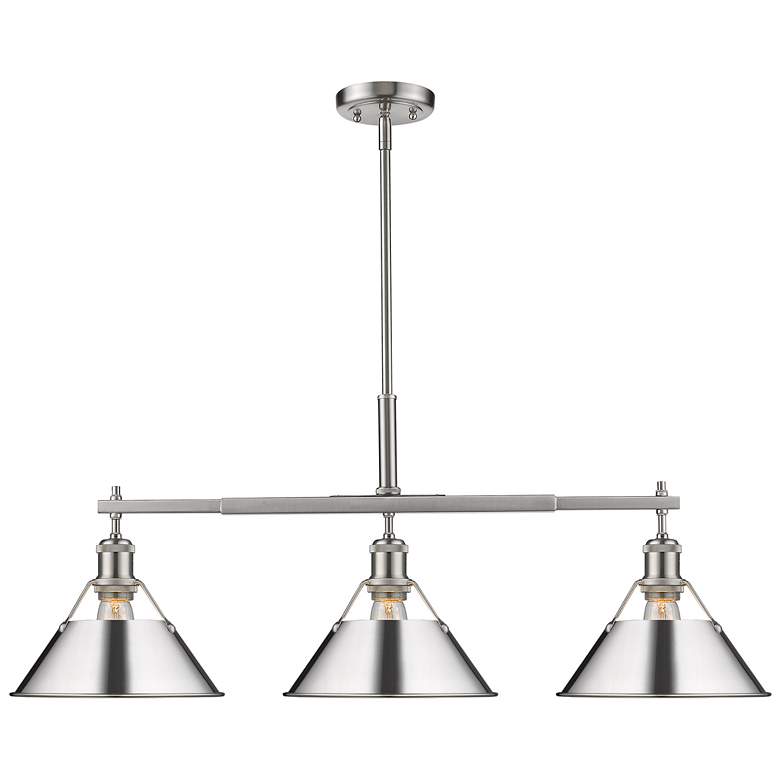 Image 1 Orwell 35 3/4" Wide 3-Light Linear Pendant in Pewter with Chrome