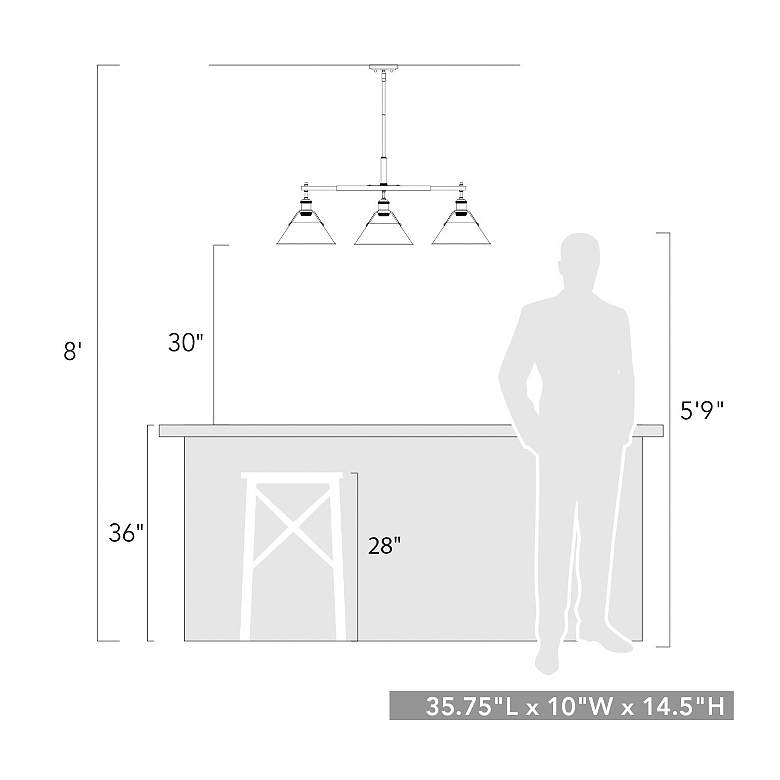 Image 3 Orwell 35 3/4" Wide 3-Light Linear Pendant in Pewter with Chrome more views